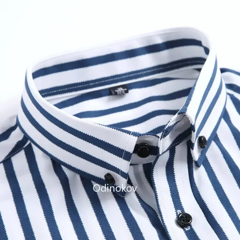 Men's Smooth Non-iron Stretch Soft Casual Striped Shirts