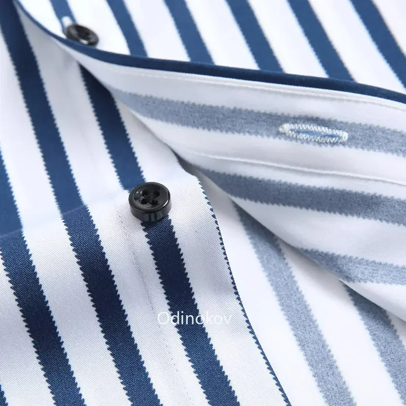 Men's Smooth Non-iron Stretch Soft Casual Striped Shirts