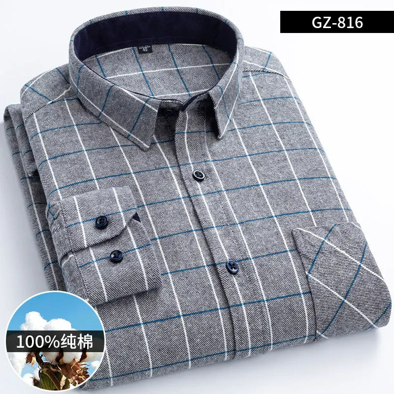 Men's Fashion 100% Cotton Thick Brushed Flannel Shirts (Pack of 4)