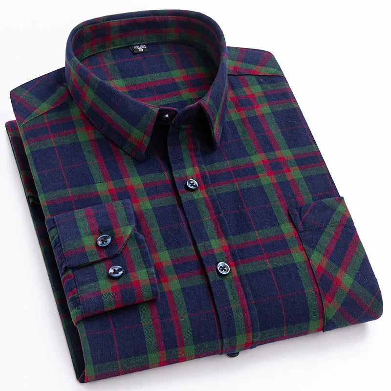 Men's Fashion 100% Cotton Thick Brushed Flannel Shirts (Pack of 4)
