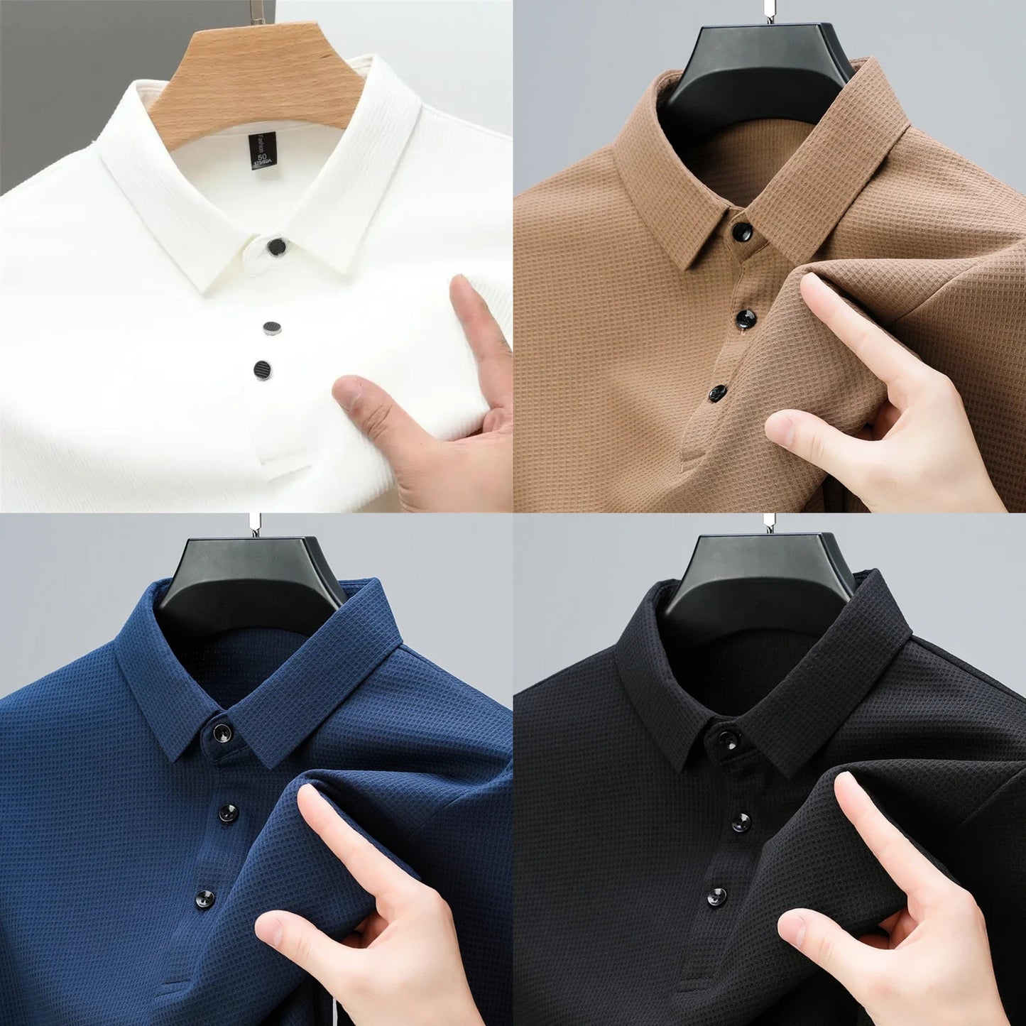 New Men's Casual Waffle Short Sleeve Polo T-Shirt (Pack of 4)