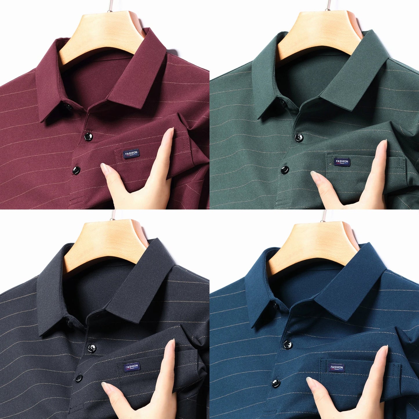 New Korean Mens Long Sleeve Polo Tshirts (Pack of 4)