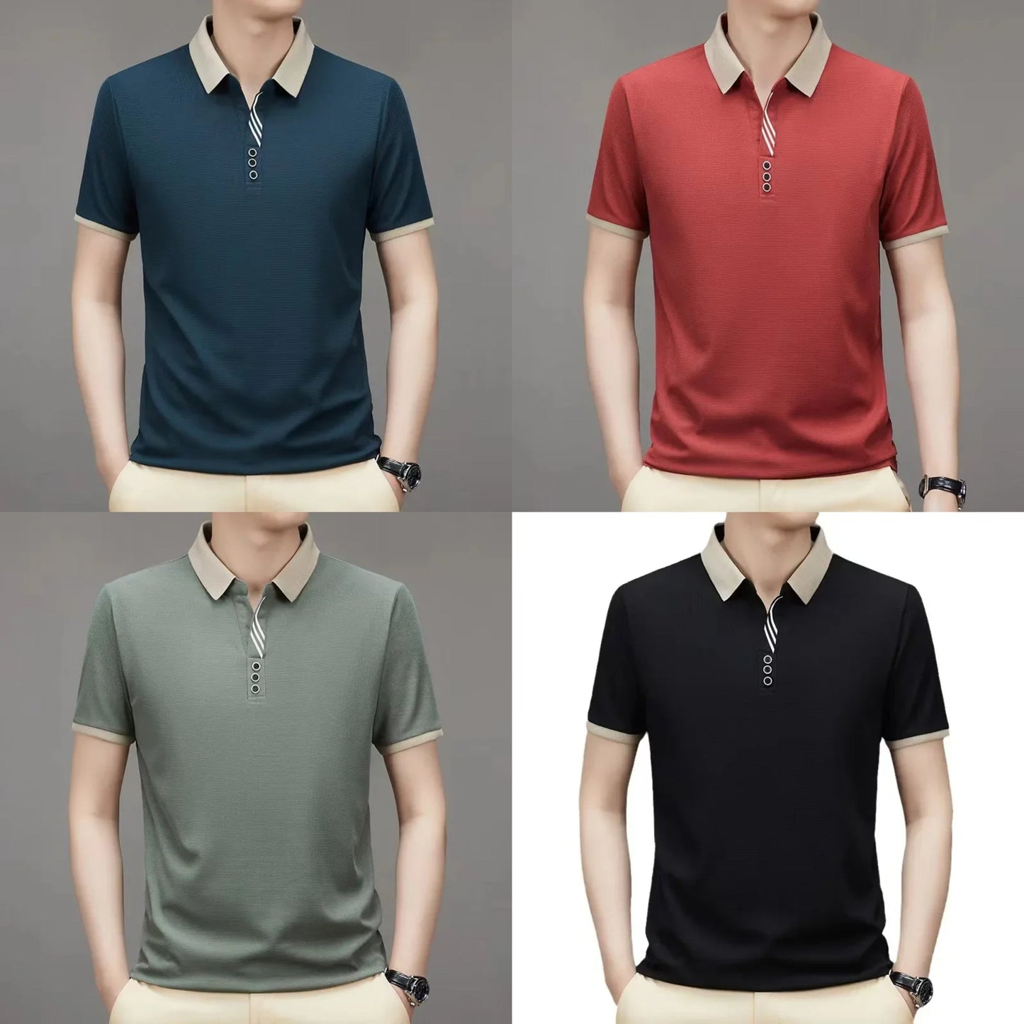 Men's Summer New Business Casual Short sleeved T-shirt Men's (Pack of 4)