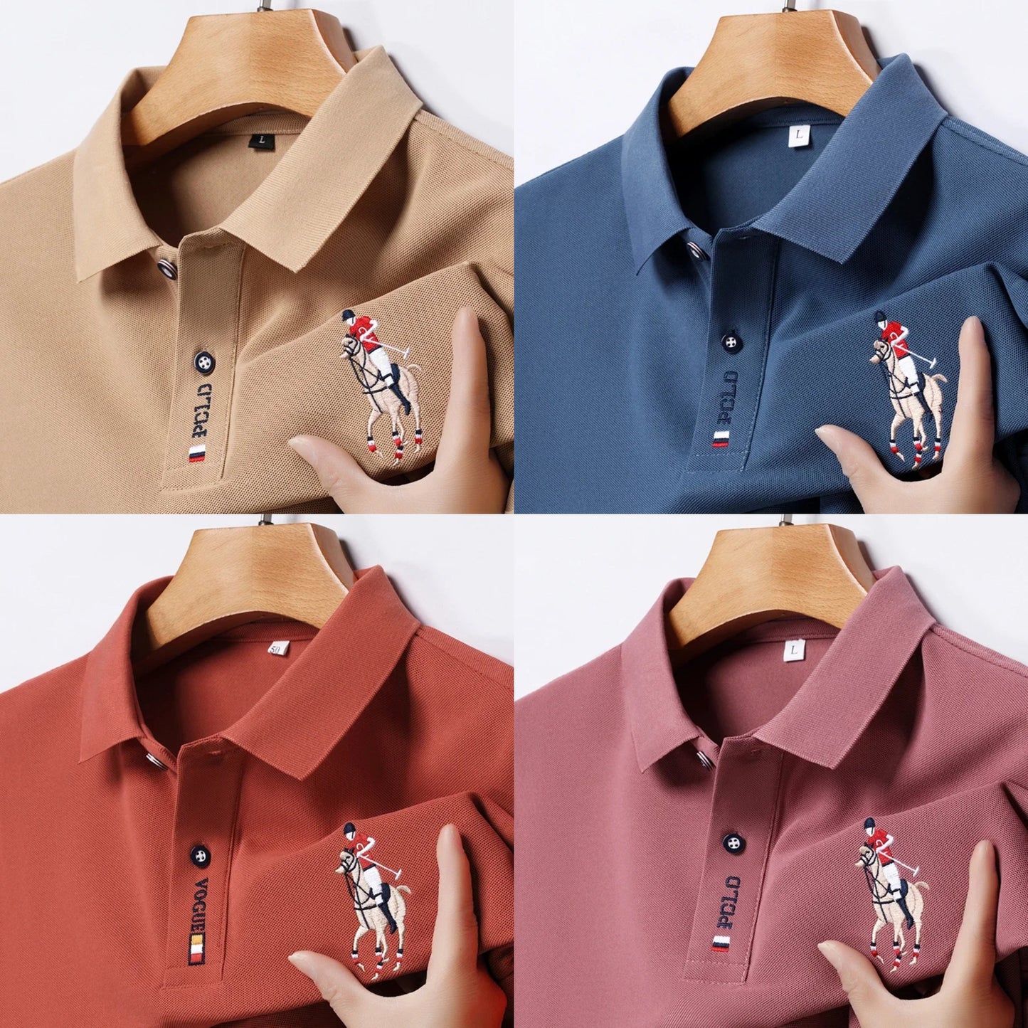 Men's Embroidered Casual Fashion Short Sleeved POLO t-Shirt (Pack of 4)