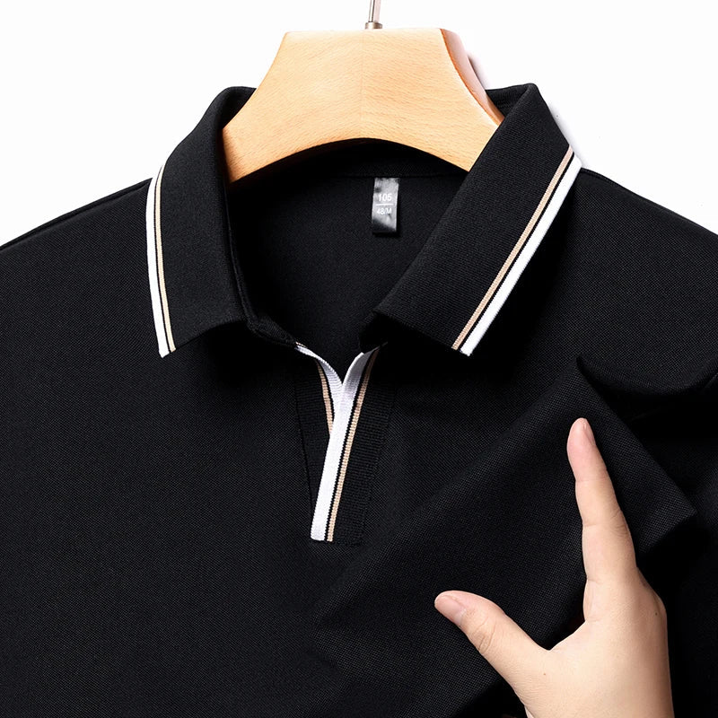 ummer Men's Solid Short Sleeved Striped Lapel Polo T-Shirt (Pack of 4)