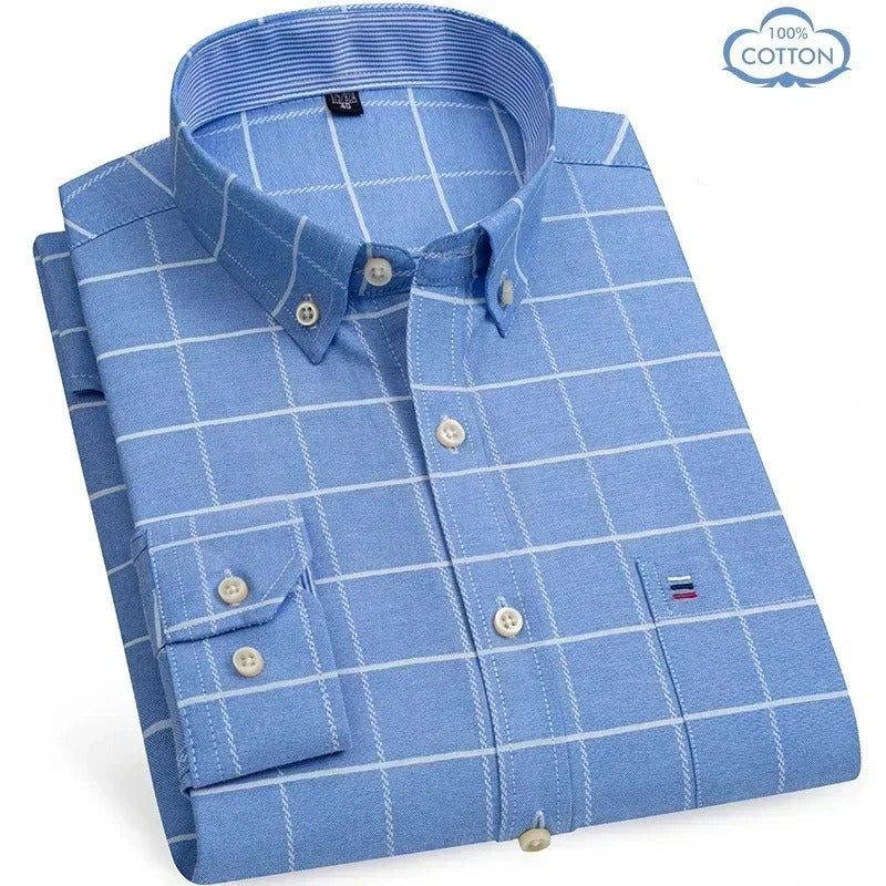 2024 Oxford Men Fashion 100% Cotton Long Sleeve