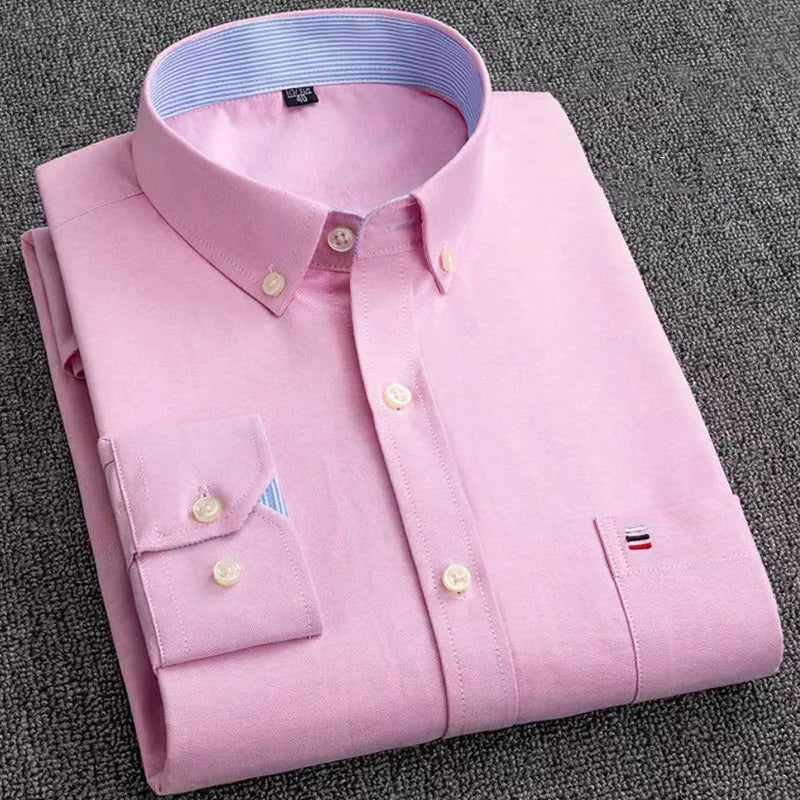 Oxford Shirts For Mens Long Sleeve Cotton Casual Dress Shirts Male (Pack of 4)