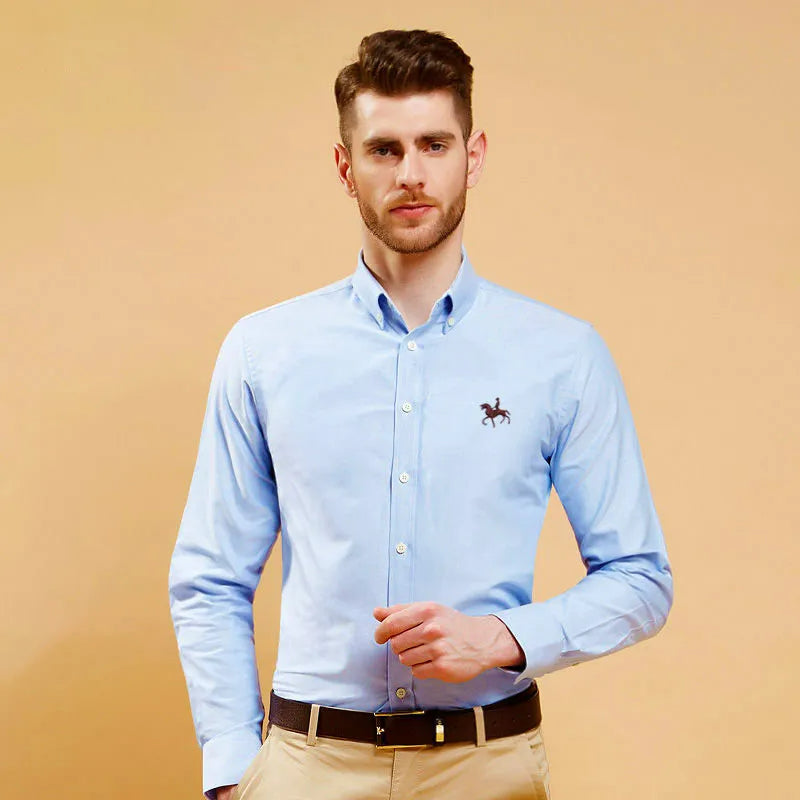 Oxford Shirts For Mens Long Sleeve Cotton Casual Dress Shirts Male (Pack of 4)