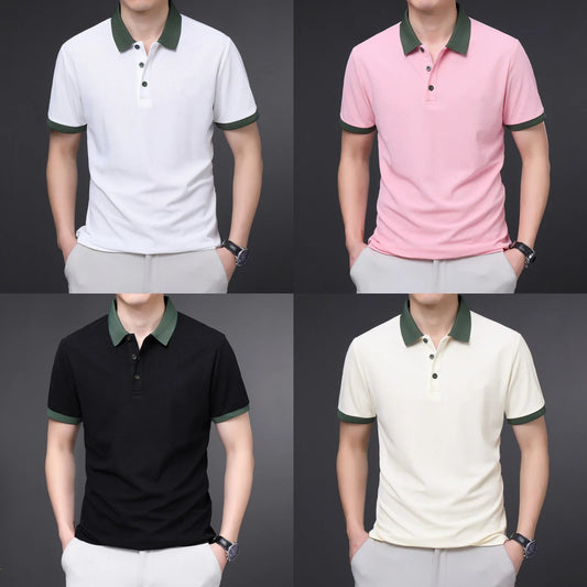 Men's Solid Color Casual Fashion Short Sleeved POLO T-Shirt (Pack of 4)