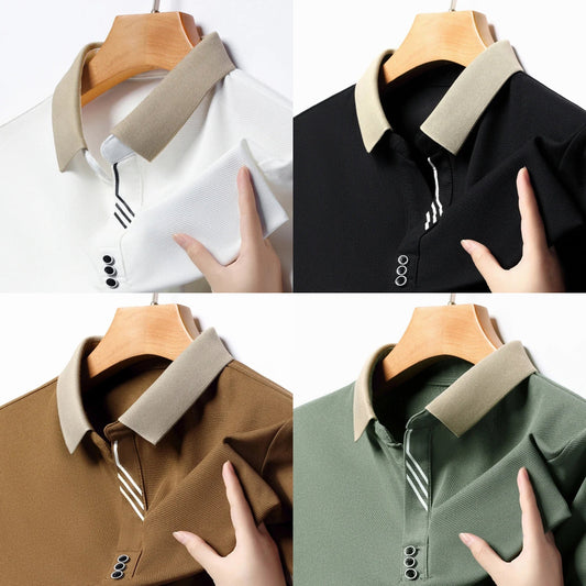 Men's Solid Color Casual Fashion Short Sleeved POLO T-Shirt (Pack of 4)