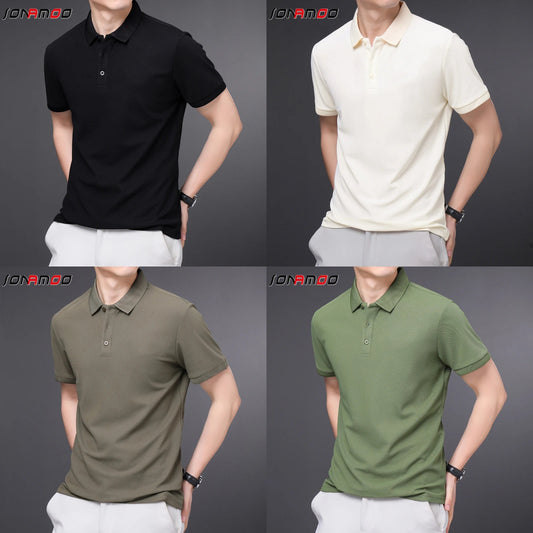 Men's Solid Color Casual Fashion Short Sleeved POLO T-Shirt (Pack of 4)